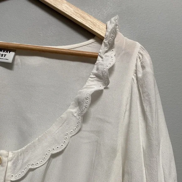 ❗️SOLD❗️ Sunday Best Off White Short Sleeve Embroidered Marisol Blouse Size M - Picture 6 of 11